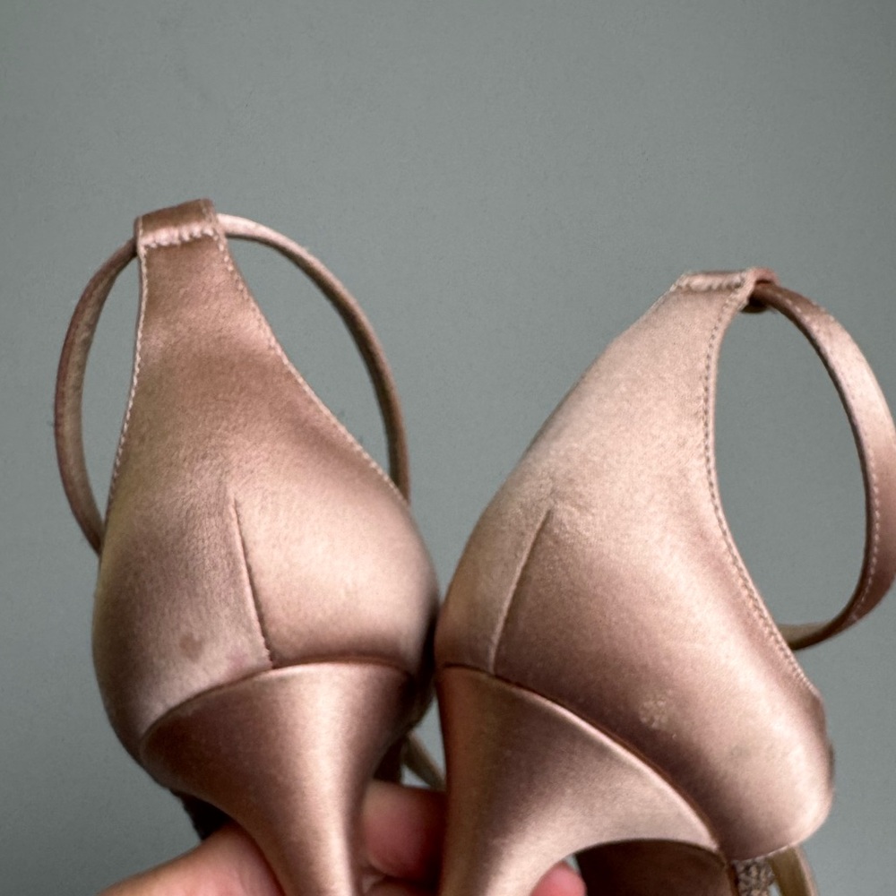 Valentino Garavani Satin Strappy Snake Skin Pattern Pink/Cream Strappy Heels - Picture 10 of 10